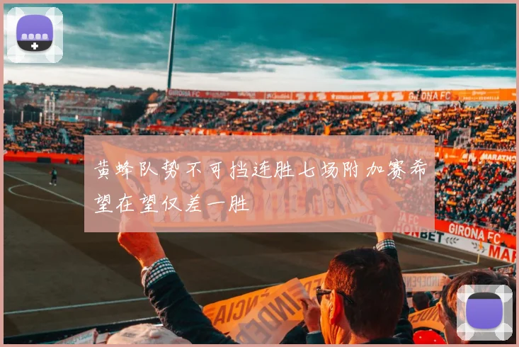 黄蜂队势不可挡连胜七场附加赛希望在望仅差一胜